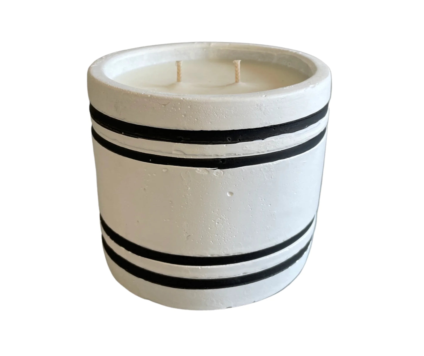 Luxury Small Striped Stone Designer Candle - By the Fire