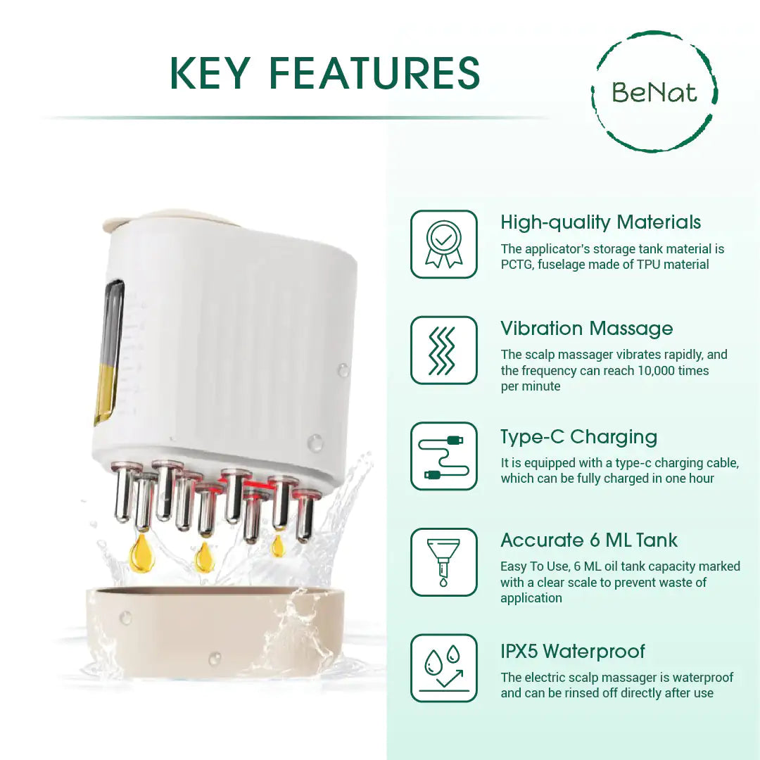 Aplicador Eléctrico de Aceite y Masajeador de Cuero Cabelludo para un Crecimiento Saludable