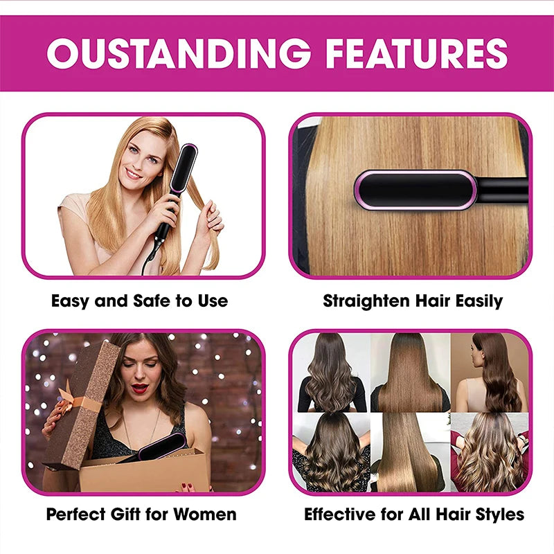 Professional Electric Straightening Brush: Straight Hair in Minutes