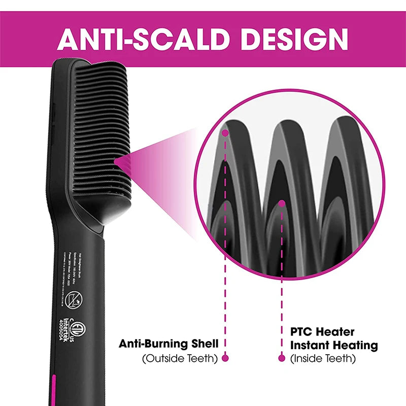 Professional Electric Straightening Brush: Straight Hair in Minutes