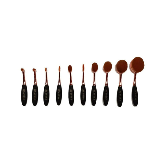 Synthetic Oval Makeup Brush Set - 10 Piece