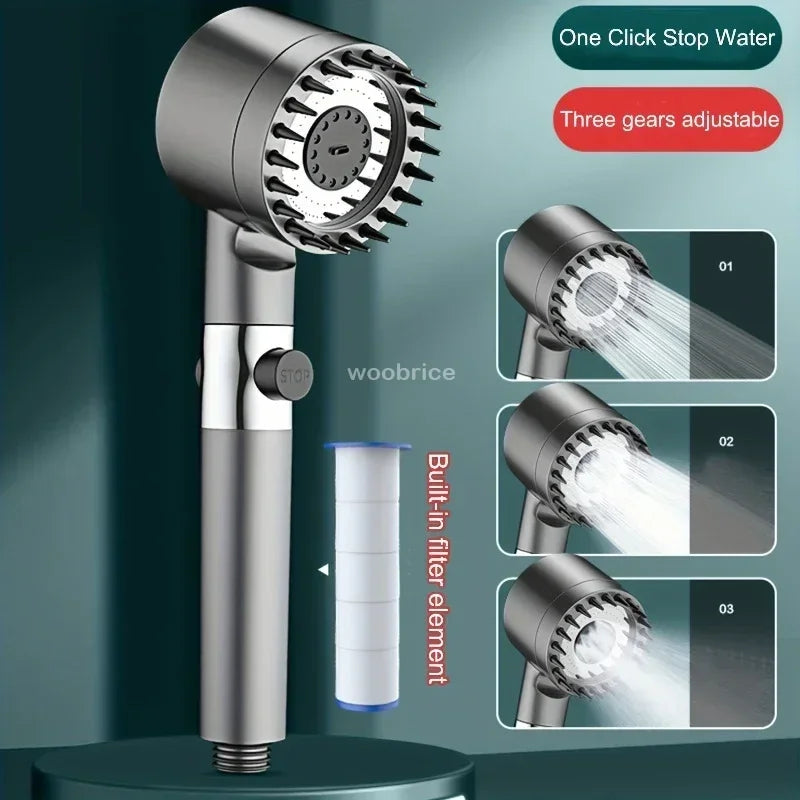 4 in 1 Shower Head: Massage, High Pressure and Ecological Filter