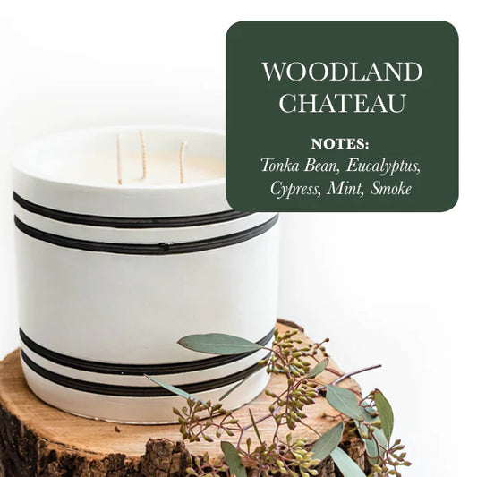 Luxury Large Striped Stone Designer Candle - Woodland Chateau