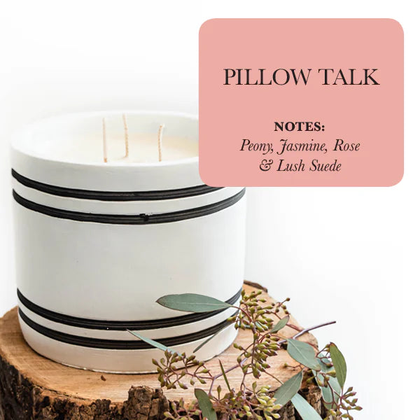 Luxury Large Striped Stone Designer Candle - Pillow Talk